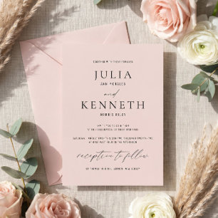 Invitation Carton d'invitation de mariage rose pâle tradition
