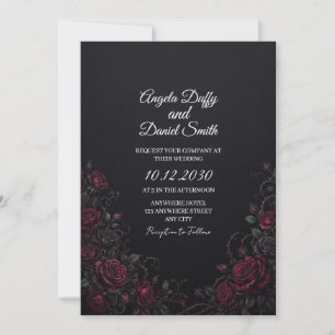 Invitation Carton d'invitation de mariage Rose Rouge Noir
