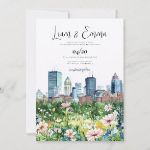 Invitation Carton d'invitation de mariage sur la skyline de B