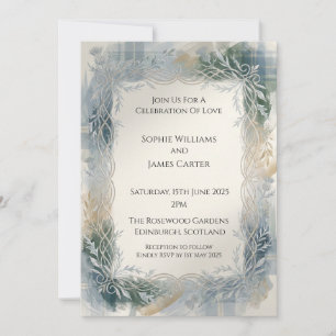 Invitation Carton d'invitation de mariage Tartan Bleu