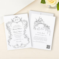 Carton d'invitation de mariage tout-en-un à motif