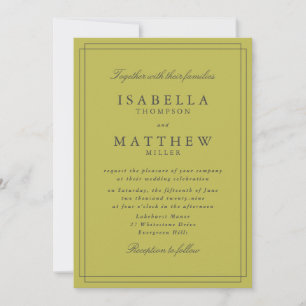 Invitation Carton d'invitation de mariage vert citron moderne