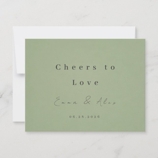 Invitation Carton d'invitation de mariage vert sauge (Devant)