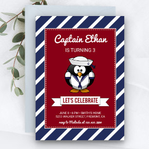 Invitation Carton d'invitation de naissance Marin Pingouin Mi