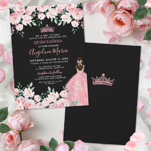 Invitation Carton d'invitation de Quinceanera Rose Pâle