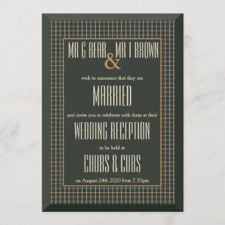 Invitation Carton d'invitation de réception de mariage gay ou