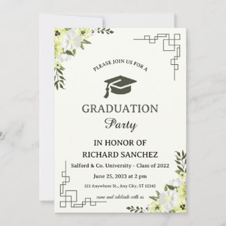Invitation carton d'invitation de remise de diplôme floral ve