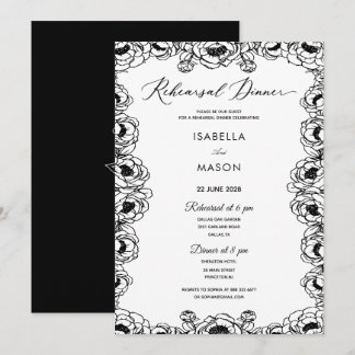INVITATION CARTON D'INVITATION DE RÉPÉTITION DE MARIAGE NOIR