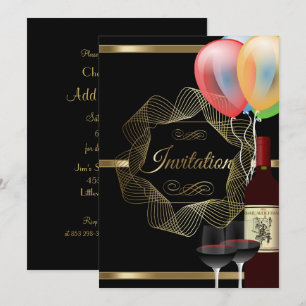 Invitation Carton d'invitation de soirée chic noir et or