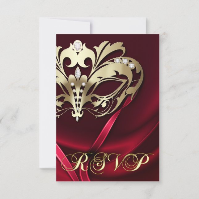 Invitation Carton d'invitation dramatique Masquerade Rouge RS (Devant)