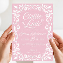 Carton d'invitation Editable Rose Cielito Lindo, C