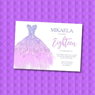 Invitation Carton d'invitation élégant 18ème anniversaire Lil