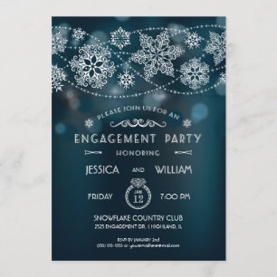 Invitation Carton d'invitation élégant de flocon de neige pou