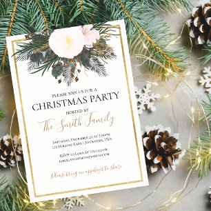 Invitation Carton d'invitation élégant doré et blanc pour une