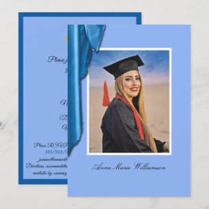 Invitation Carton d'invitation élégant en satin bleu pour une