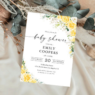 Invitation Carton d'invitation élégant jaune à motif floral p
