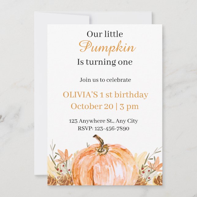Invitation Carton d'invitation élégant pour l'anniversaire de (Devant)
