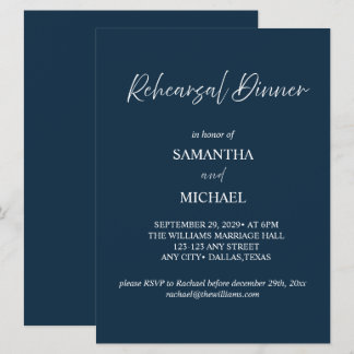 Invitation Carton d'invitation élégant pour le dîner de répét