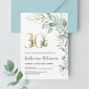Invitation Carton d'invitation élégant rose et or pour 30 ans