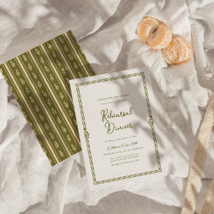 Invitation Carton d'invitation élégant vert olive pour dîner 