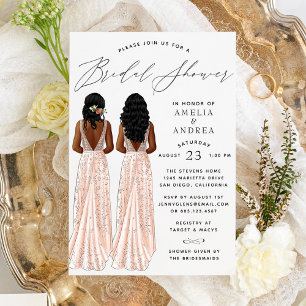 Invitation Carton d'invitation élégante robe pour deux filles
