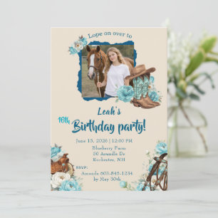 Invitation Carton d'invitation Fleur Western Cheval pour un a