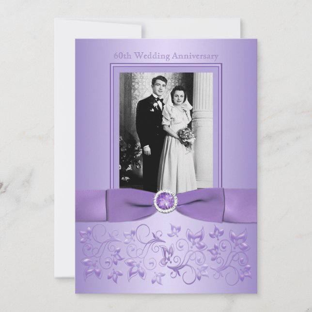 Invitation Carton d'invitation Fleurs de lilas pour les 60 an (Devant)