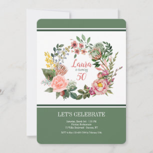 Invitation Carton d'invitation floral à motif de couronne vic