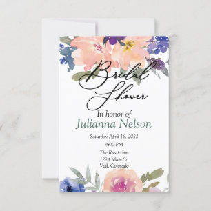 Invitation Carton d'invitation floral aquarelle orange et ble