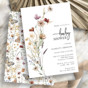 Invitation Carton d'invitation floral blanc pour Baby Shower