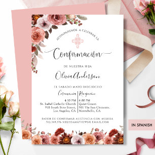Invitation Carton d'invitation floral rose pâle de confirmati