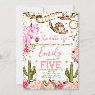 Invitation Carton d'invitation floral rose pâle pour annivers