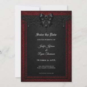 Invitation Carton d'invitation gothique à dentelle rouge et n