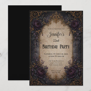 Invitation Carton d'invitation gothique floral vintage pour a
