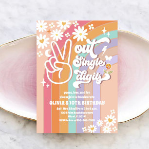 Invitation Carton d'invitation Groovy Retro Daisy pour 10ème