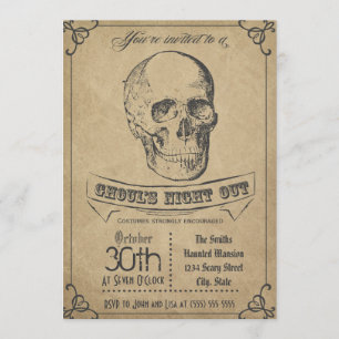 Invitation Carton d'invitation Halloween crâne vintage
