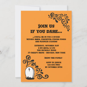 Invitation Carton d'invitation Halloween pour pierre tombale