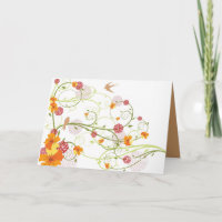 Carton d'invitation Hirondelles Florales Jaunes / 