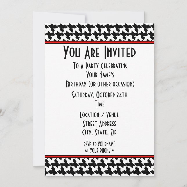 Invitation Carton d'invitation Houndstooth Party (Devant)