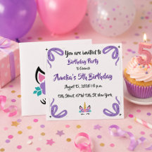 Carton d'invitation licorne personnalisé pour un j