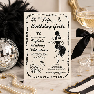 Invitation Carton d'invitation Life of a Birthday Girl