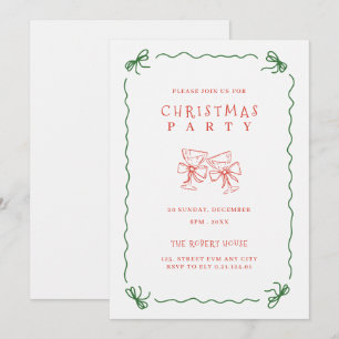 Invitation carton d'invitation minimaliste de Noël avec doodl