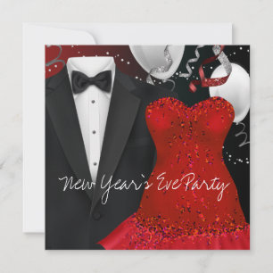 Invitation Carton d'invitation modèle Smoking Robe Rouge