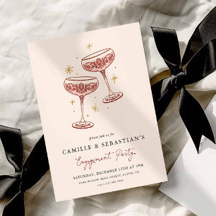 Invitation Carton d'invitation moderne de fête de fiançailles
