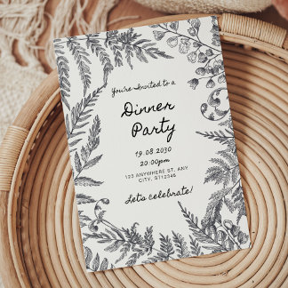 Invitation Carton d'invitation moderne noir et blanc pour dîn