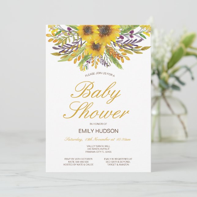 Invitation Carton d'invitation modifiable pour Baby Shower To (Debout devant)