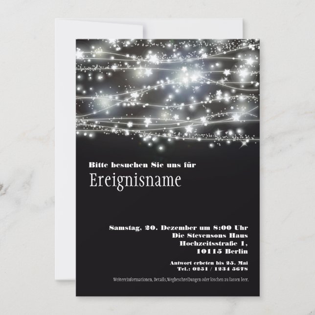 Invitation Carton d'invitation noir et blanc de la fête des é (Devant)