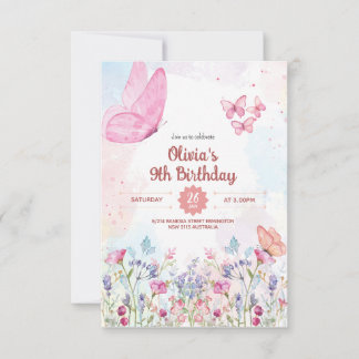 Invitation Carton d'invitation Papillon Pastel Aquarelle (8,8