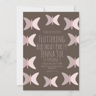 Invitation Carton d'invitation pastel rose papillon bohème po