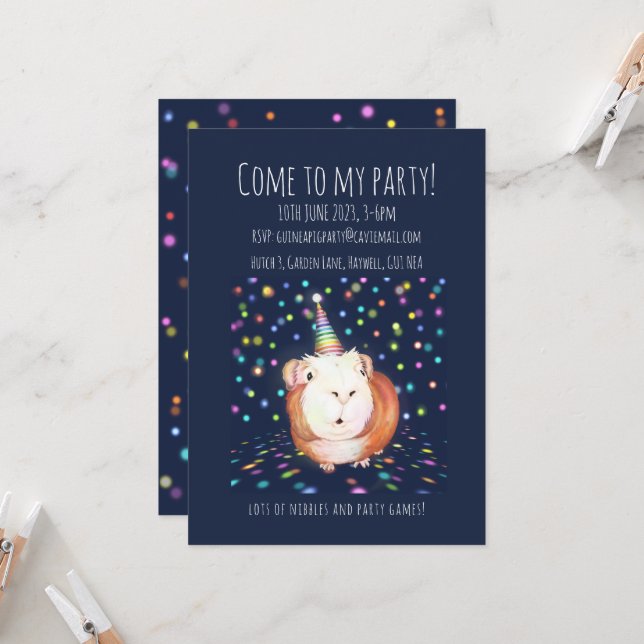 Invitation Carton d'invitation personnalisé pour une fête de  (Devant/Arrière en situation)